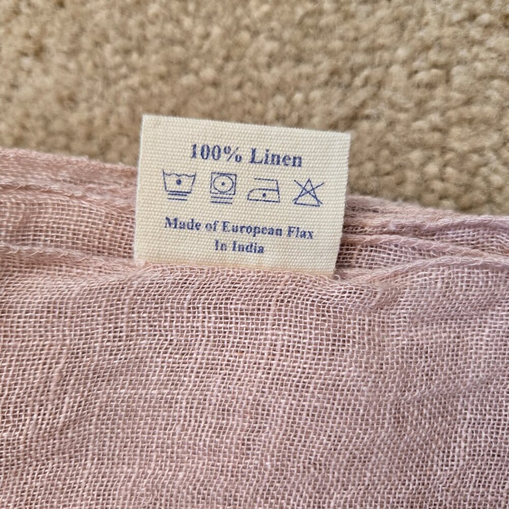 Vikolino Linen Scarf Pink European Washed Linen - Picture 6 of 7